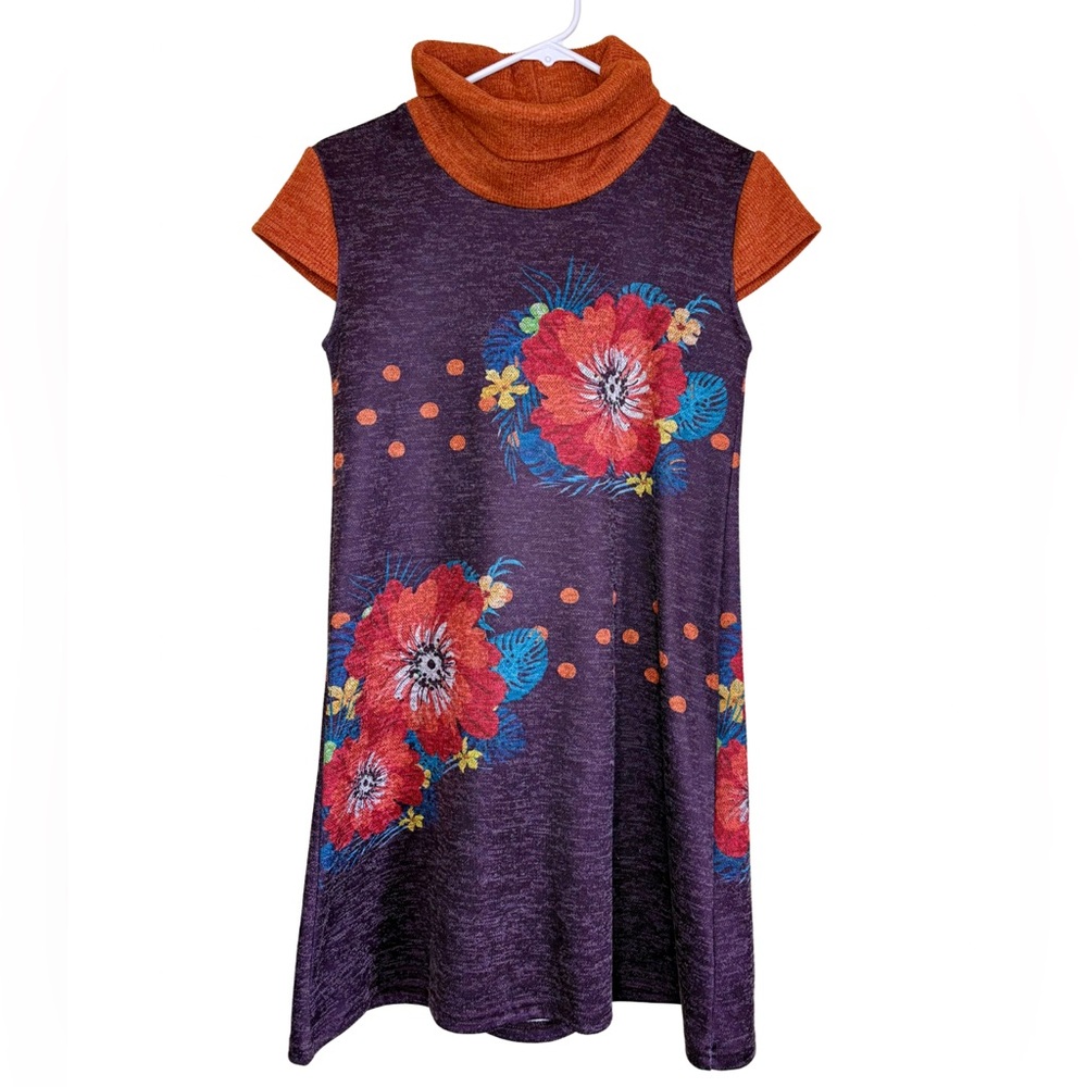 Cutsie Orange Floral Sweater Dress
